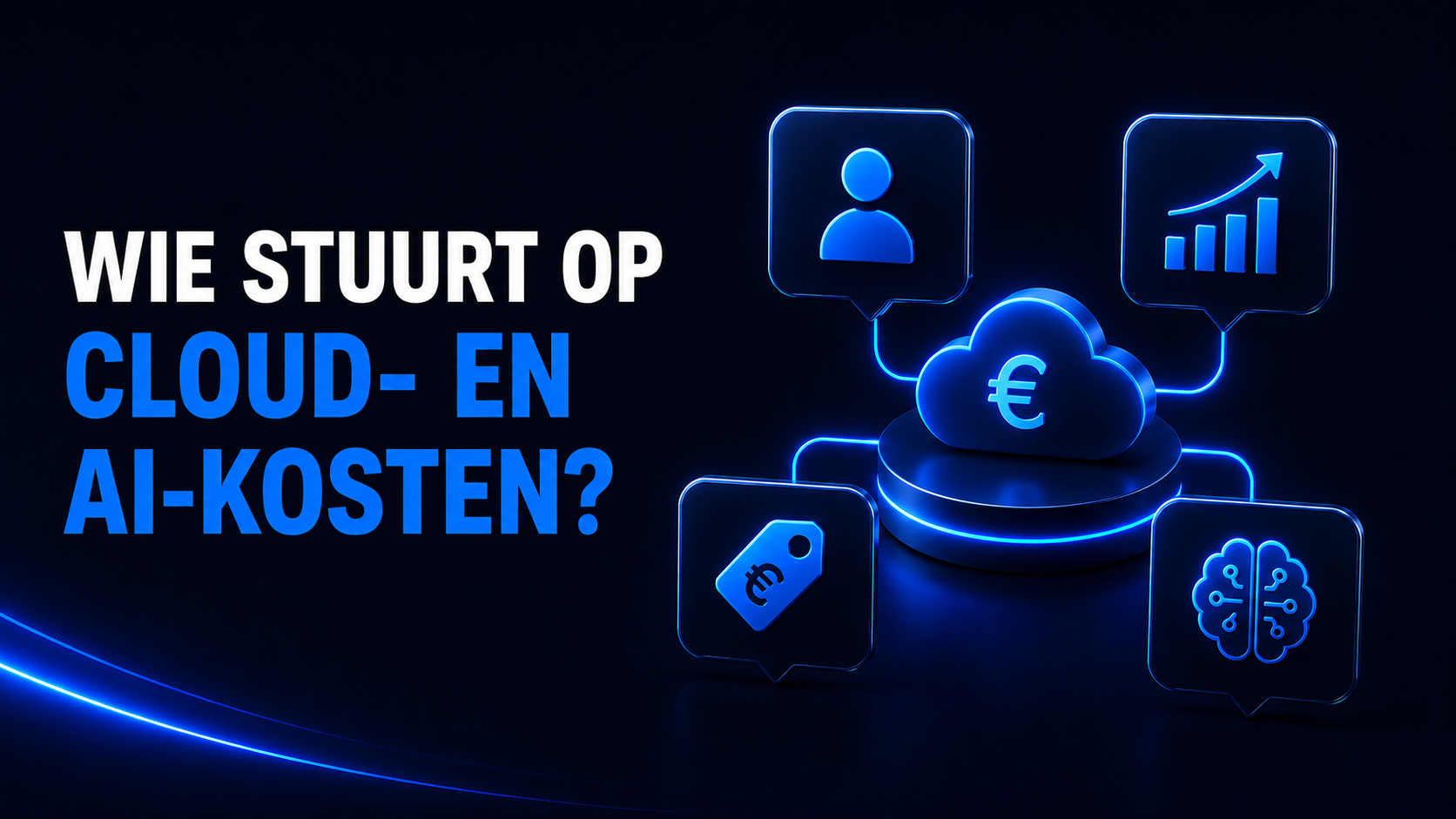 Vier vragen rond een centraal cloud- en AI-kostensymbool