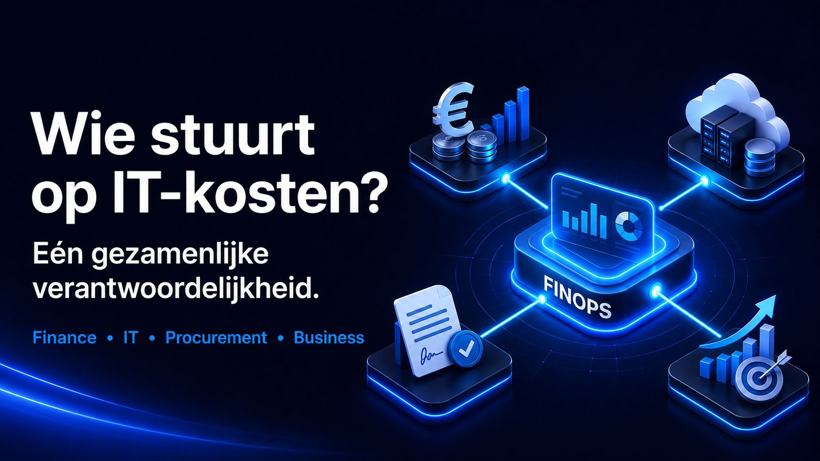 Vier afdelingen rond IT-kosten: finance, IT, procurement en business